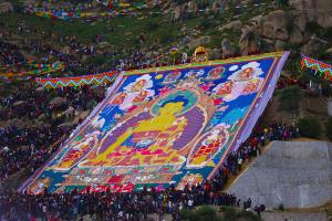 colorful thangka painting shoton festival